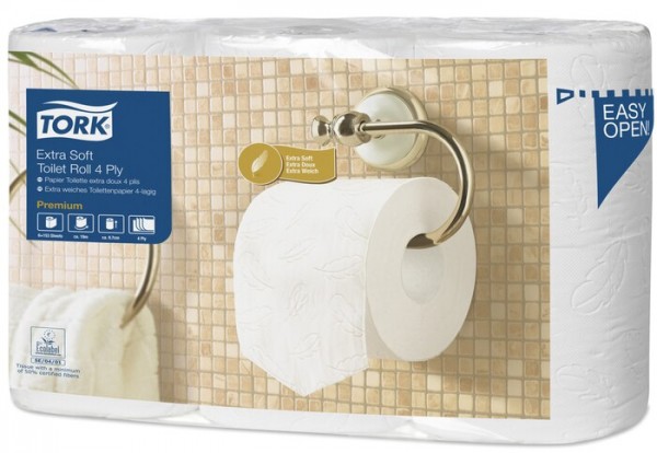Tork extra weiches Kleinrollen Toilettenpapier Premium, 4lagig, 700007N, 7 x 6 Rollen